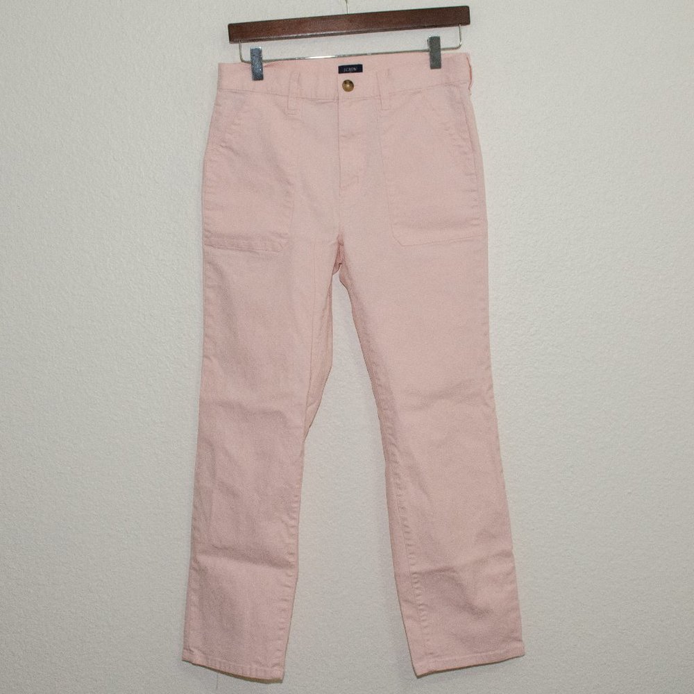 J. Crew Light Pink 10" Highest-Rise Utility Straight Pant in Stretch Can…
